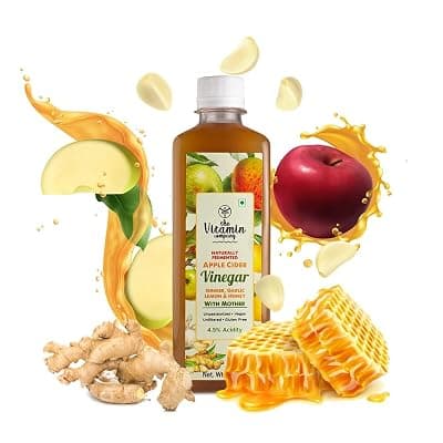 Apple Cider Vinegar 500 ml with Ginger Garlic Lemon &amp; Honey | Unfiltered &amp; Undiluted | Suitable for Weight Loss | Improved Immunity | Lowers Bad Cholesterol (With Mother)