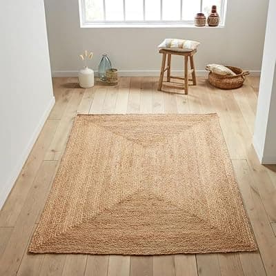 A R Creations® Jute Reversible Braided Natural & Handwoven Jute Carpet, Carpet for Living Room Braided Rug, Offices Carpet, Guest Room Size (3X6 Feet Natural Beige)