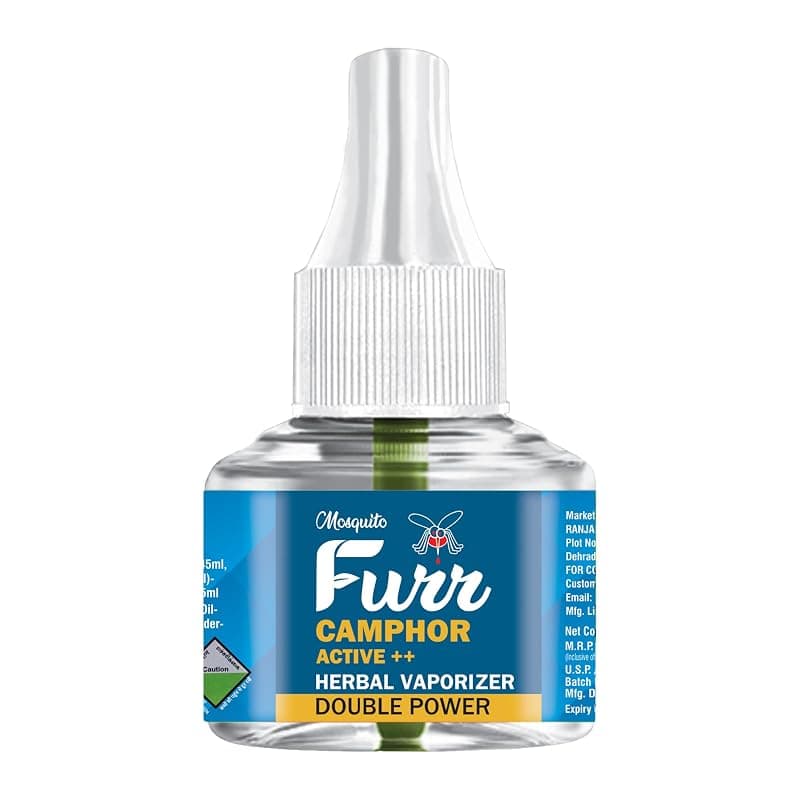 Camphor Active++ Liquid Vapouriser Double Power Mosquito Repellent Vaporiser Refill No Kerosene Oil Poison Free Non- Toxic Chemical-Free (45ml,Pack of 1)