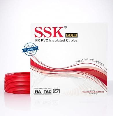 SSK 1.5 SQMM FR PVC Insulated Pure Copper Wire | Single Core Flexible Electric Cable | ISI Certified | 90 Meters | Red