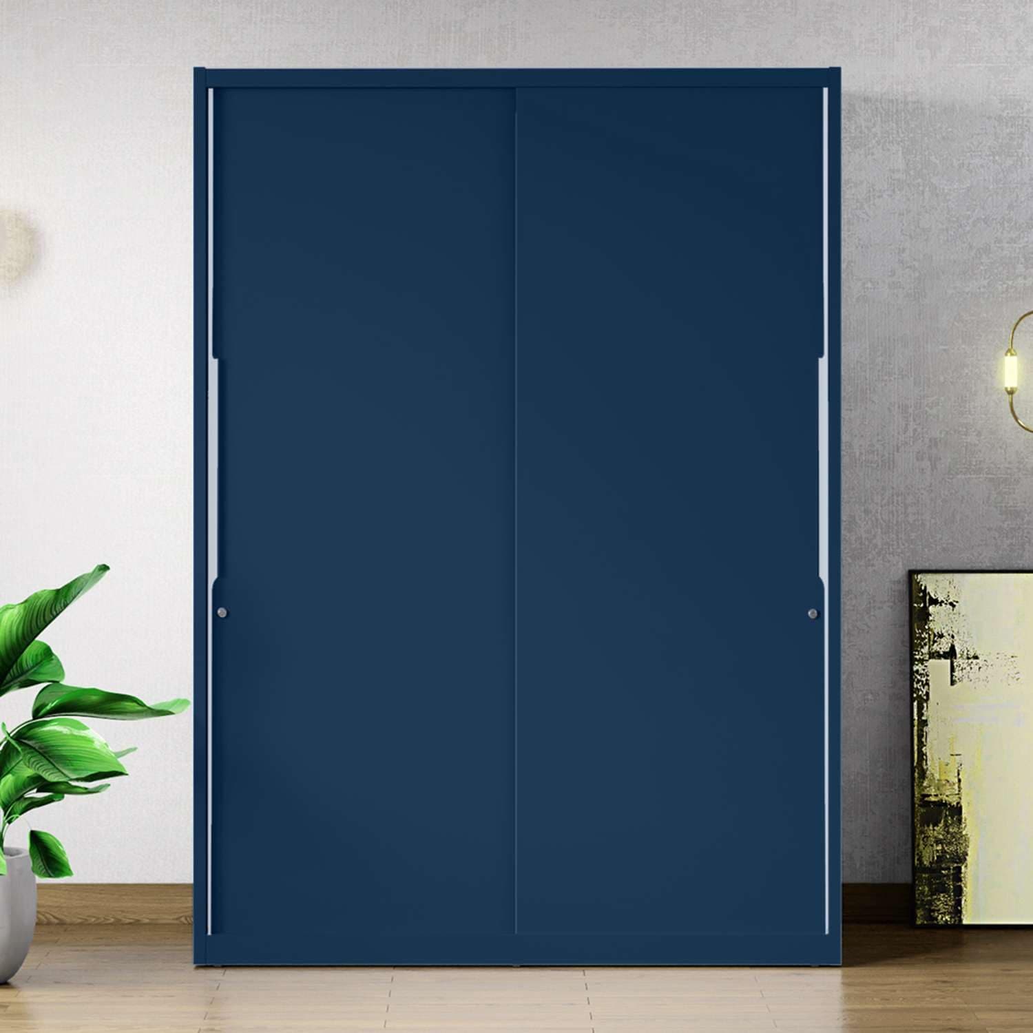 Interio by Godrej Slide N Store Pro Plus 2-Door Wardrobe (Matte Finish, Textured Phiroja Blue) Carbon Steel