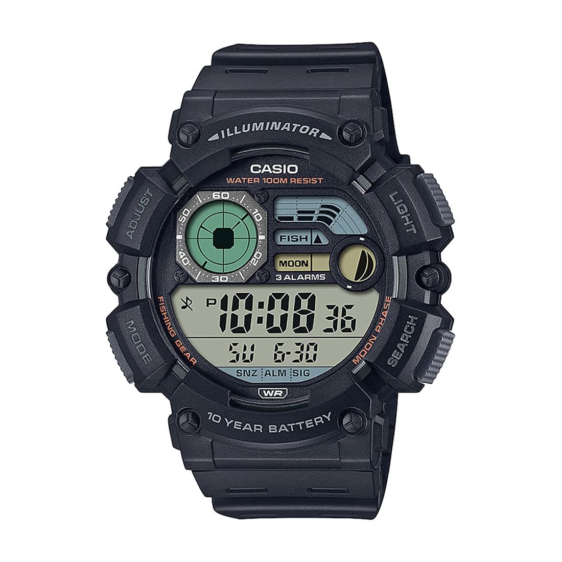 Casio Resin Digital Black Dial Unisex Watch-Ws-1500H-1Avdf, Black Band