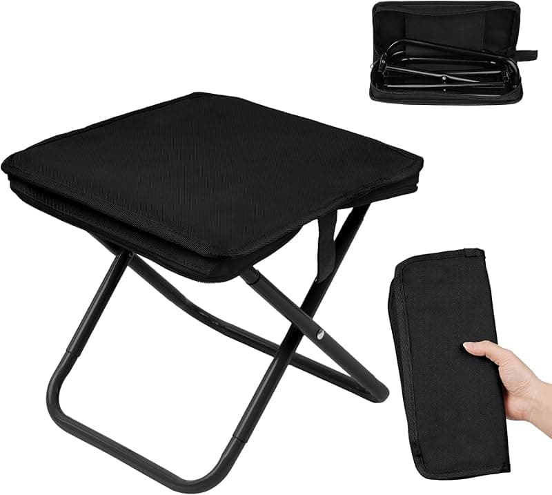 MOROVIK Folding Stool, Mini Outdoor Camping Stool, Portable Small Foldable Lightweight Hunting Seat with Zippered Carrying Bag, Folding Slacker Chairs for Fishing Travelling Picnics (White)