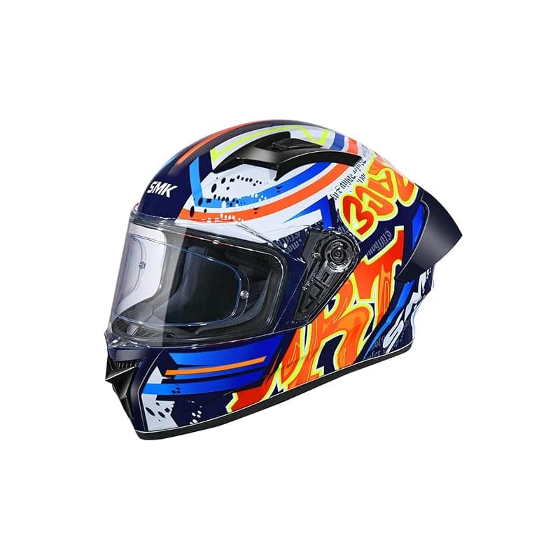 SMK Helmets Stellar Sports Graffiti Full FACE Helmet with PINLOCK Fited (580MM)-L | Black
