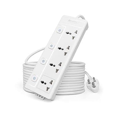 Cablet Extension Board 2500W 10A | 4 Universal Multi Plug Socket with Individual Switch | 4.5 Meter Heavy Duty Cord | LED Indicator, Power Strip & Spike Guard for Home & Office Use