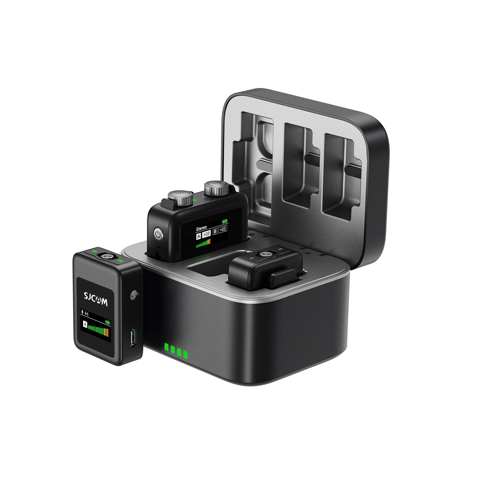 SJCAM M1 Wireless Lavalier Microphone | Pro Noise Cancellation-24H Duration-50m (165ft) Transmission | Microphone for PC, iPhone,Android, Record Interview, Vlogs with (2TX+1RX) Charging Case | Black