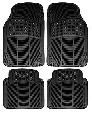 Riderscart PVC Rubber Foot Anti- Slip Car Mat with No Smoking Hanging Air Freshener for Fiat Punto (Black)