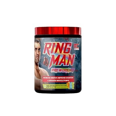 Muscle Club Ring Man Pre-Workout Russian Bear Candy Flavour | AMP Powered | By The Great Khali | High Stim Preworkout with 2000mg Beta-Alanine & 200mg Caffeine | Energy & Focus Booster