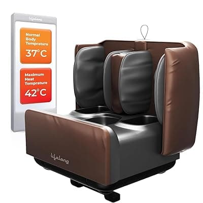 Lifelong 2 in 1 Foot & Leg Massager Machine & Foldable Ottoman Rest for Home-Pain Relief Massage for Legs-Heat + Rolling,Kneading,Shiatsu,Vibration & Air Compression | Ideal for Feet, Ankle & Legs