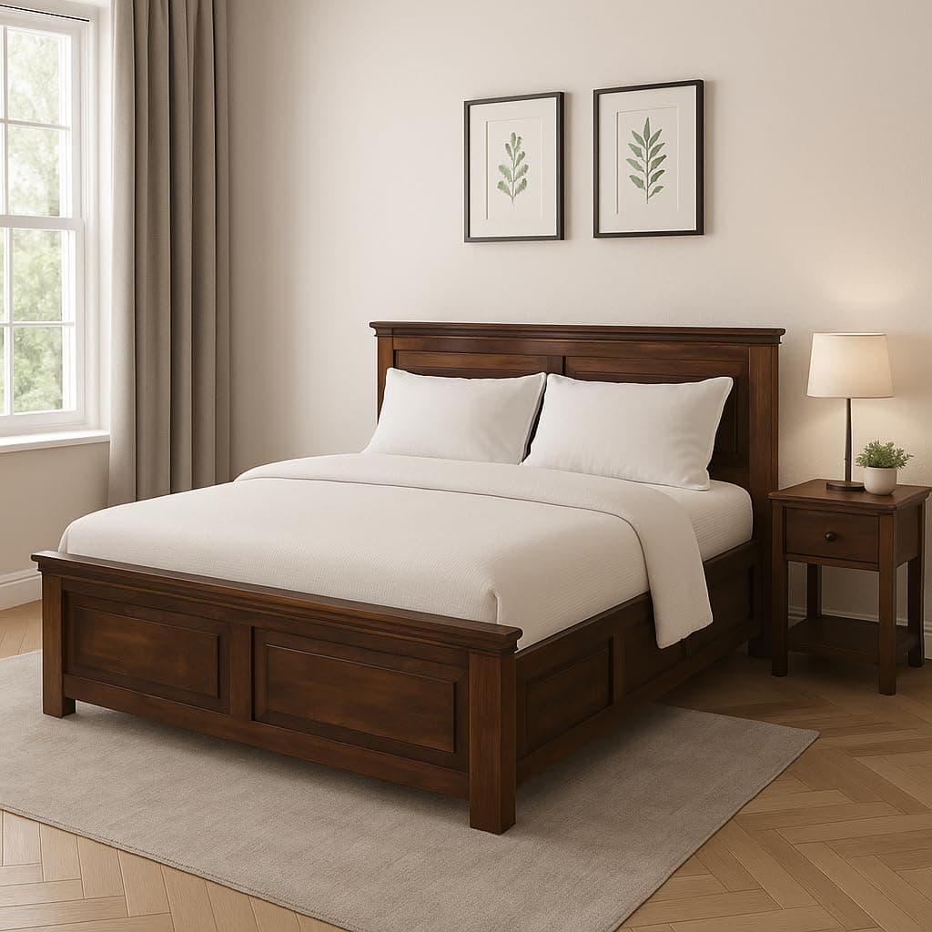 EXCEL HOME EXCEL International Siska Solid Sheesham Wood Queen Size Bed with Buid in Storage | Wooden Double Bed Box Storage for Bedroom | Rosewood, Teak Finish