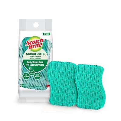 Scotch-Brite Heavy Duty Scrub Dots for Powerful Scrubbing, Suitable for Iron Cast, Stainless Steel &amp; Non-Coated Cookware, Rinses Clean and Stays Odor Free (2 Pieces)