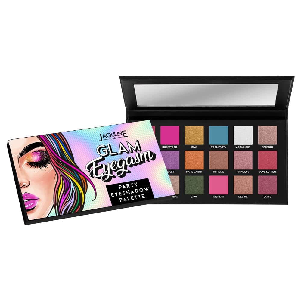 Jaquline USA Glam Eyegasm Party Eyeshadow palette | Intense Color | Water Resistant | Long-Lasting | Party Look | 18 Different Shades | Easily Blendable