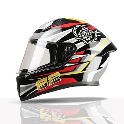 TVS Racing Titan Series Full Face Helmet for Men | Premium Bike Helmets with ABS Shell, UV Paint | Quick Release System | Aerodynamic Design | DOT &amp; ISI Certified