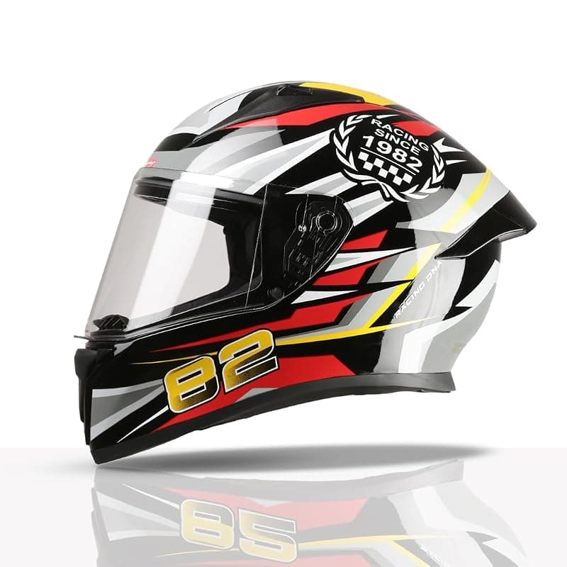 TVS Racing Titan Series Full Face Helmet for Men | Premium Bike Helmets with ABS Shell, UV Paint | Quick Release System | Aerodynamic Design | DOT &amp; ISI Certified