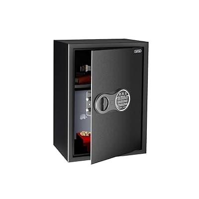 Lifelong 56 L Digital Safe Locker Box For Home & Office | Essential Smart Home Locker For Gold, Jewellery, Cash | Tijori Box | Electoric Keypad & Keys | Wardrobe Compatible, 1 Yr Warranty, Black