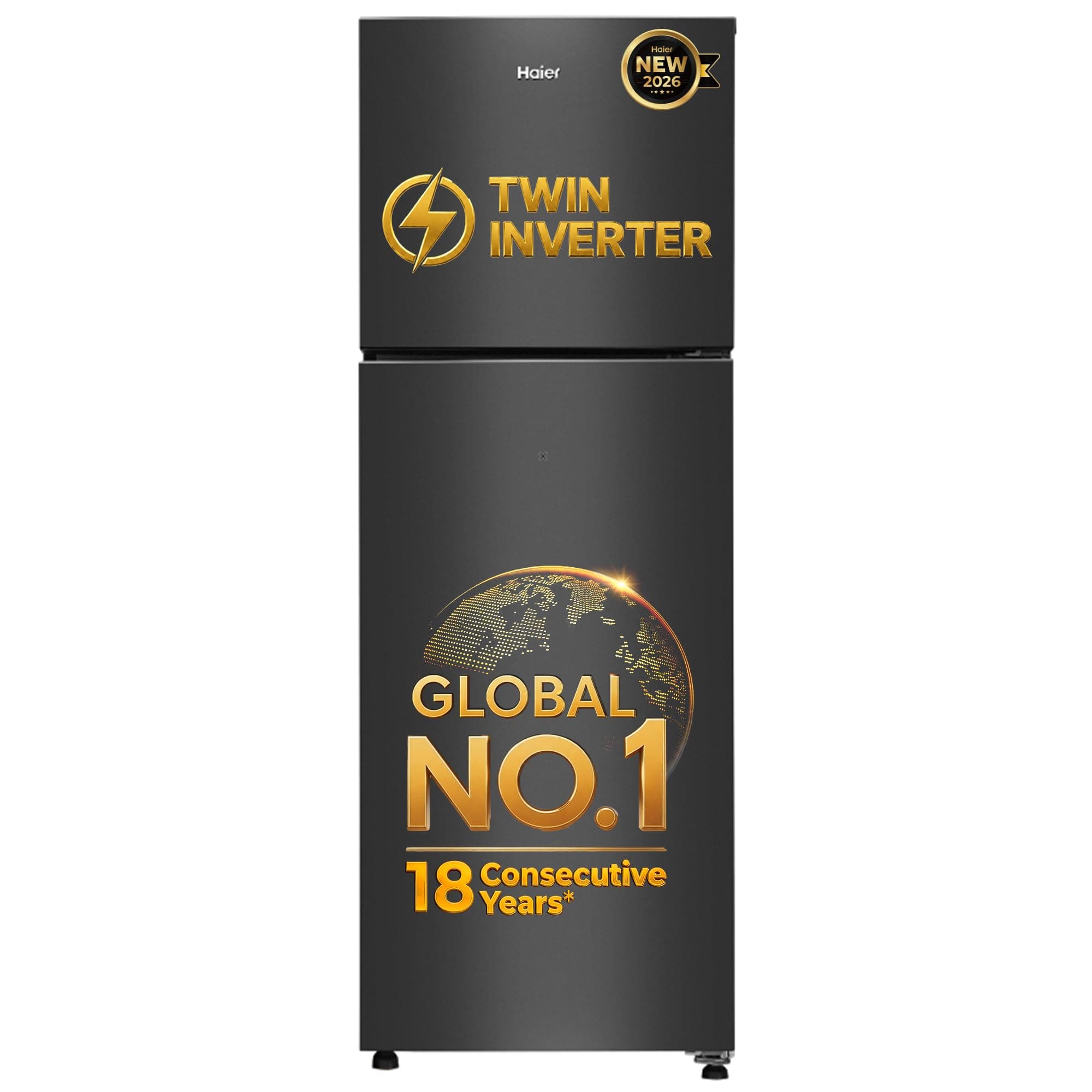 Haier 240 L 2 Star Frost Free Twin Inverter Double Door Refrigerator with Cool Pad for Extended Freezer Cooling & Spacious Fresh Zone (HEF-252EGBA-P, GE Black, 2026 Model)