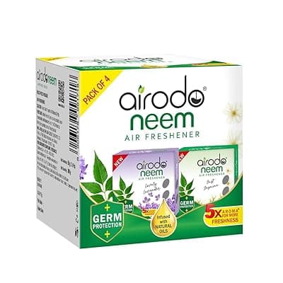 AIRODO Neem Bathroom Air Freshener Assorted Blocks|Mixed Fragrance|30 Days Long Lasting (4 x 50g)