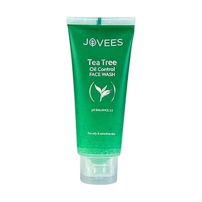 Jovees Herbal Tea Tree Oil Control Face Wash for Oily &amp; Sensitive Skin | Paraben &amp; Alcohol-Free, Controls Oil, Prevents Breakouts, Remove Dead Skin | Gentle Cleanser For All Skin Types - 50ml
