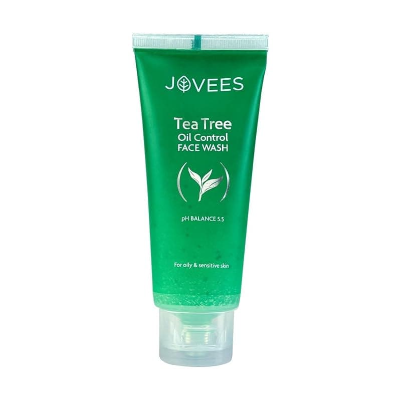 Jovees Herbal Tea Tree Oil Control Face Wash for Oily &amp; Sensitive Skin | Paraben &amp; Alcohol-Free, Controls Oil, Prevents Breakouts, Remove Dead Skin | Gentle Cleanser For All Skin Types - 50ml