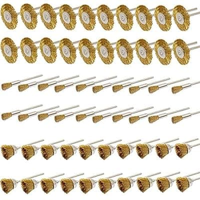 DIY DIYC-11331 Crafts Brass Wire Brushes Cup Wheels Cleaning Brush Kit Polishing Attachment for Die Grinder Rotary Tools (Pack of 2 Pcs, Wheels Cleaning Brush Kit)