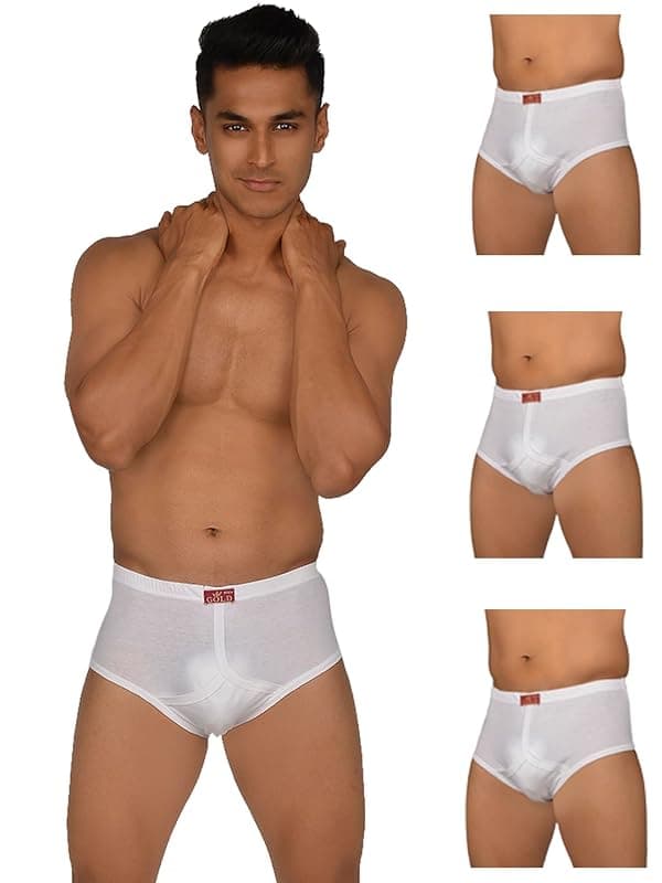VIP Gold Men Solid White Pure Cotton Briefs