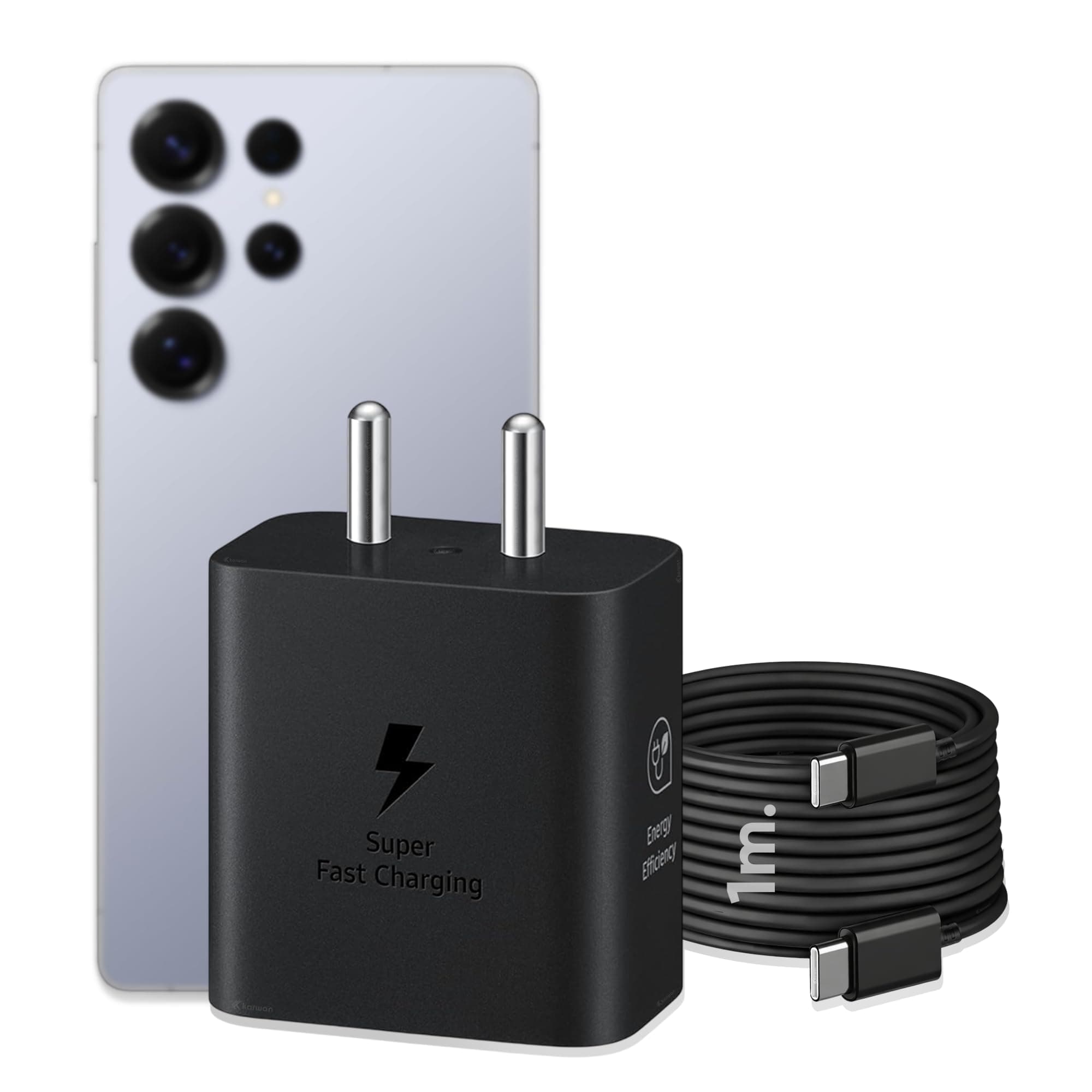 KARWAN 45W Super Fast Charger Adapter with Cable [2Yrs Warranty] Compatible with Samsung Galaxy S/A/M/F/Z Series,S26/S25/S24/S23/S22/S21/Fe/Plus/Edge/Ultra/Flip/Fold & More,USB-C BIS Certified Charger
