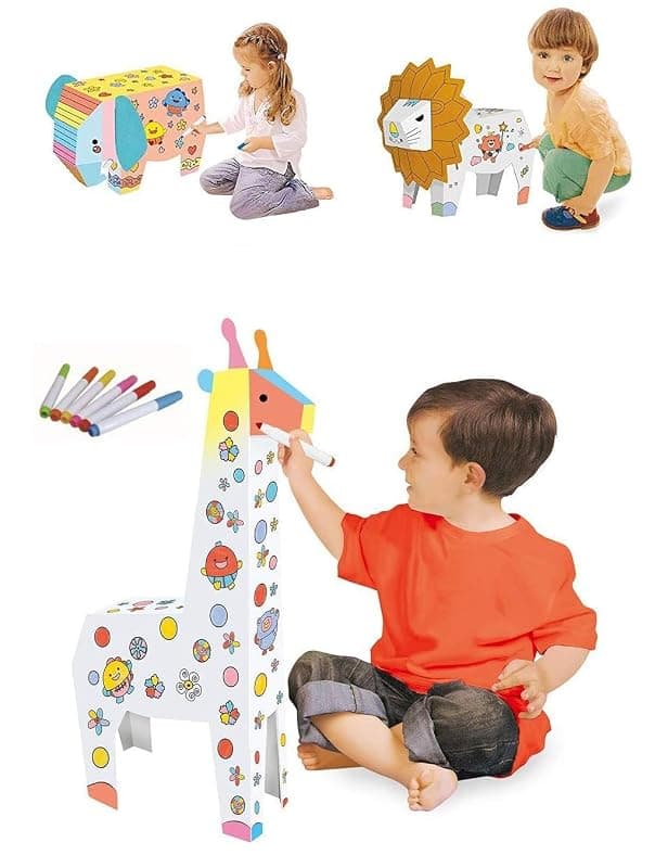 Vibgyor Vibes DIY 3D Paper Cardboard Folding Craft &amp; Puzzle- Learning and Decorative Toy (Random Animal)
