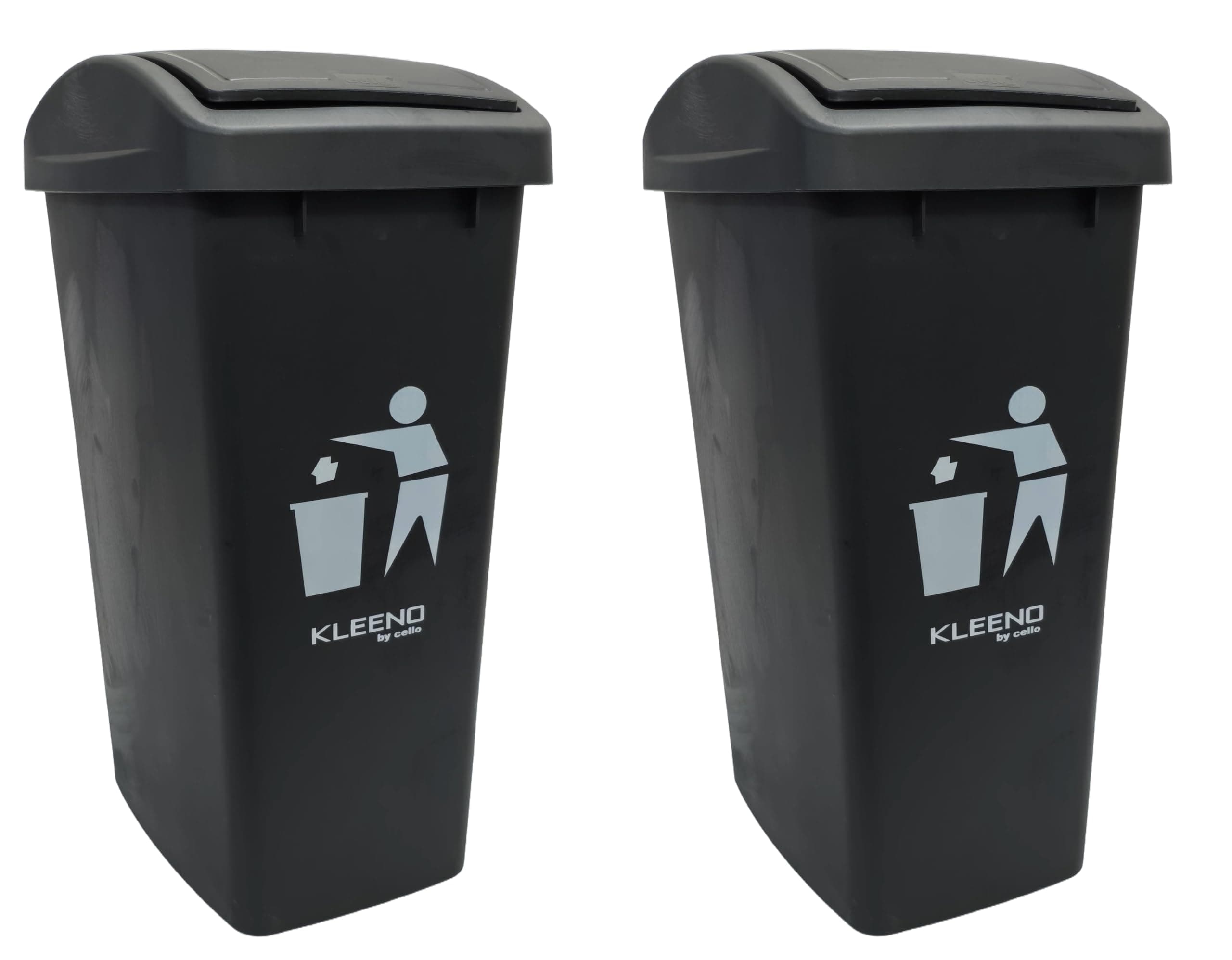 Cello Plastic Garbage Swing-Lid Dustbin 48 Ltr, Black//Black (COMBO)