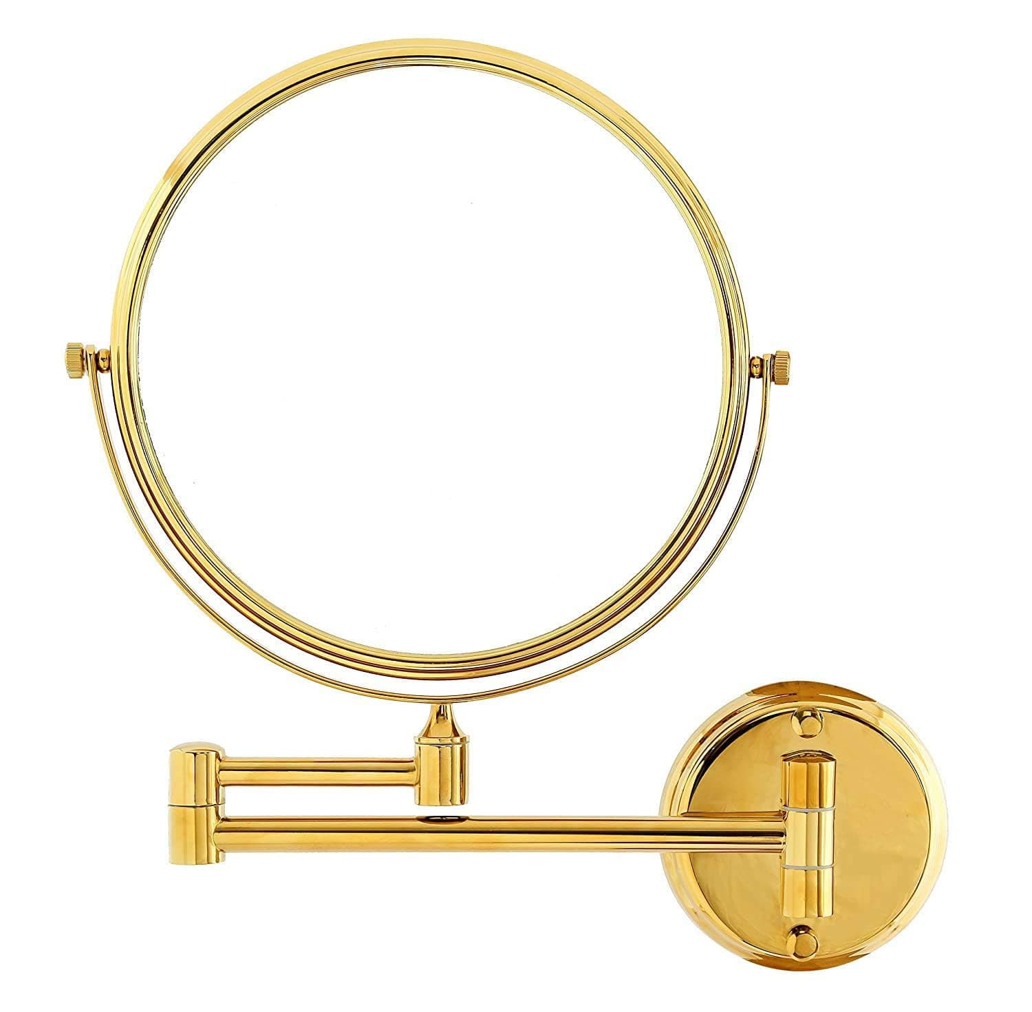 CIPLA PLAST Shaving Mirror for Bathroom | Round Makeup Mirror | 360 Degree Rotation Adjustable Frame (Gold)
