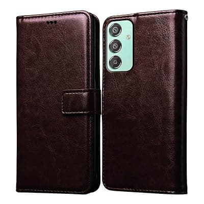amazon basics Flip for Samsung Galaxy F15 5G (Leather_Coffee)
