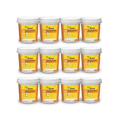 DR. FIXIT 201 Crack X Paste-1Kg, Ready to Use Filler for Internal & External Surface Cracks on Roofs, Walls - Flexible Putty With Excellent Bonding - Pack of 12, Acrylic