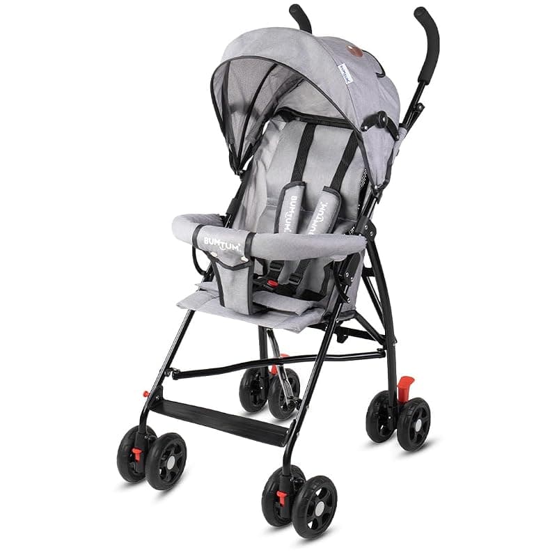 BUMTUM Baby Slim Trim Stroller/Pram for 6 to 36 Months, Reclining backrest, Reversible Handlebar for Babies, Toddler & Kids(Grey)