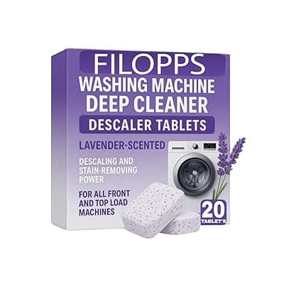 Lavender Scent-20 pcs-Effervescent Washing Machine Cleaner Tablets – Deep Cleaner for Tub &amp; Drum All Front and Top Load Machines, with Descaling and Stain-Removing Power Tablet's (PACK OF 20)