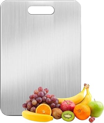 HomeWiz Large Stainless Steel Cutting Board for Kitchen | Heavy-Duty Metal Chopping Board for Vegetables, Fruits &amp; Meat | Premium Rust-Proof, Easy-to-Clean Board (36 cm x 25 cm)
