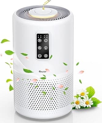 Vewior Premium Air Purifiers for Home/Office Covers 1400ft², VEWIOR H13 True HEPA Air Purifier for Bedroom with Night Light, 9600 Hrs Filter Life, Remove 99.99% Allergen, Monitor Air Quality-White