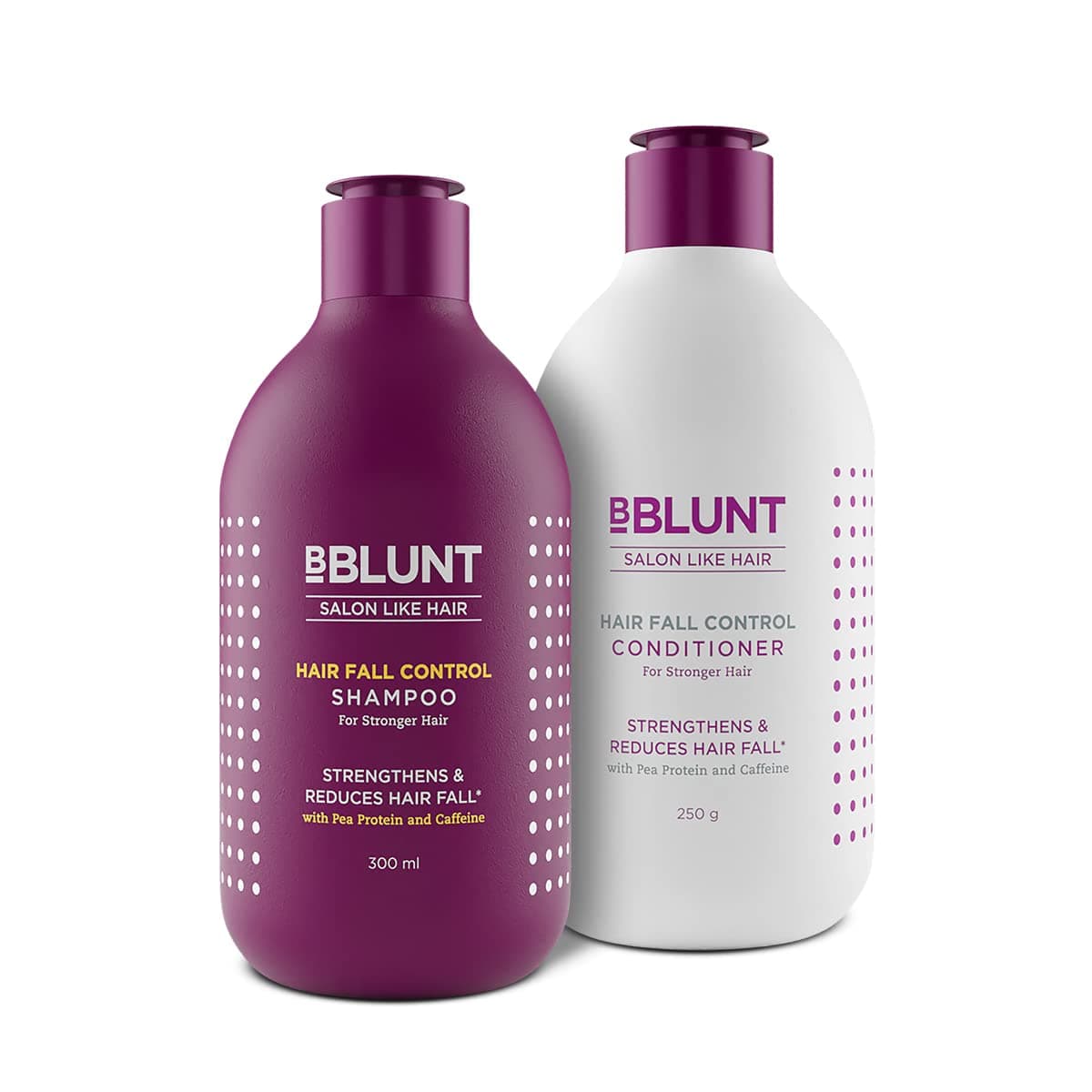 BBLUNT Hair Fall Control Shampoo & Conditioner Combo with Pea Protein & Caffeine for Stronger Hair - (300 ml + 250ml)
