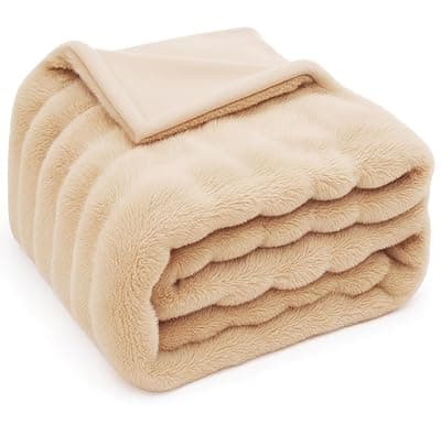 SANMARINO Bubble Blanket 600 GSM Heavyweight Ultra-Soft &amp; Warm Blanket | Double Bed 223x223 cm (3000g) | Premium Winter Blanket for Bedroom &amp; Heavy Winter Use – Beige