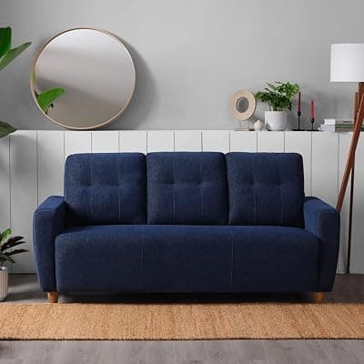 Sleepyhead Yolo - 3 Seater Sofa | Premium Fabric with Plush 3 Layer Cushioning, Modern Buttonless Tufted Design & Anti-Sag Comfort | Stylish, Cozy & Durable | 3 Year Warranty - Berry Blue