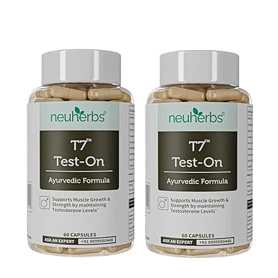 Neuherbs Ayurvedic T7 Test On | Testosterone Booster Supplement With Shilajit, Ashwagandha, Gokshura, Safed Musli | Supplement For Men To Support Energy, Stamina &amp; Strength | 120 Capsule