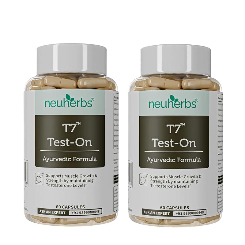Neuherbs Ayurvedic T7 Test On | Testosterone Booster Supplement With Shilajit, Ashwagandha, Gokshura, Safed Musli | Supplement For Men To Support Energy, Stamina &amp; Strength | 120 Capsule