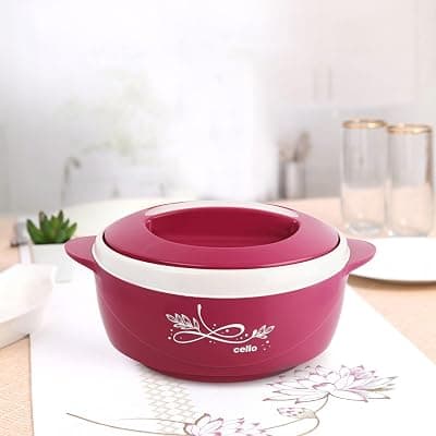 Cello Sapphire Insulated Inner Steel Casserole for Roti, 1250ml, Pink | Hot Box for Kitchen | Hot Pot for Home | Chapati Box | Locks in The Cold &amp; Heat for Long | Serving Bowl with Lid