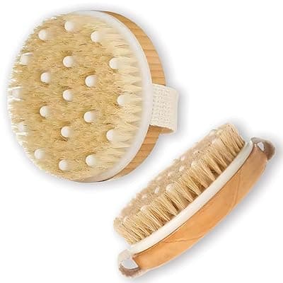 TEMPERIA (1pc) Organic Body Scrubber for Bathing - Exfoliator Bath Brush for Face & Body Wash - Lather Boosting Ergonomic No-Slip Handle for Men & Women - For Nourishing Cleaning & Exfoliating Skin