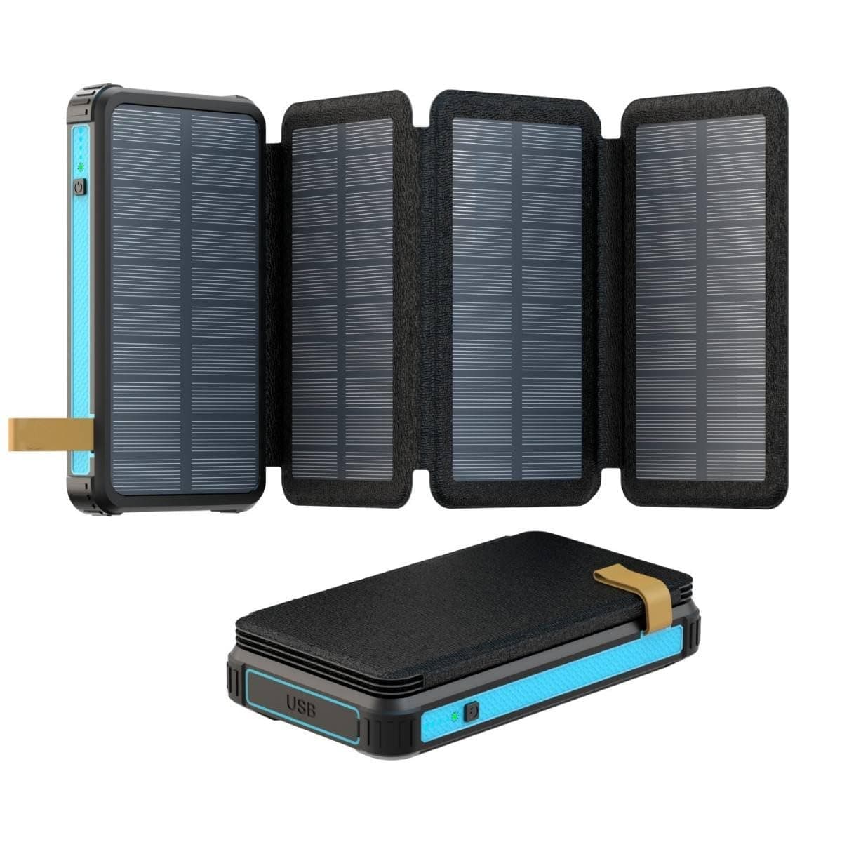 LRSA Solar Power Bank, 20000mAh, Foldable Multiple Solar Panels, Portable Charger for Outdoor Use