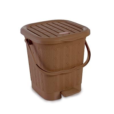 Nayasa Mikado Dustbin with Lid & Handle | Large 13.5 Litres Waste Bin | Multi-Purpose Plastic Dustbin for Home, Kitchen, Bathroom & Office | Durable, Easy to Clean, Hygienic & Stylish | Brown