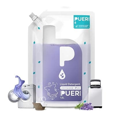 PUER Liquid Detergent Intense Clean French Lavender 1800ml Refill Pouch for Front &amp; Top Load Washing Machine | Plant Based &amp; Eco Friendly | Tough Stain Removal, Color Safe &amp; Bleach Free