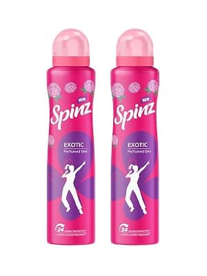 Spinz Exotic Perfumed Deo for Women | Bulgarian Rose Fragrance | Long Lasting Freshness, 24 Hours Protection from Odour – 200 ml (Pack of 2)