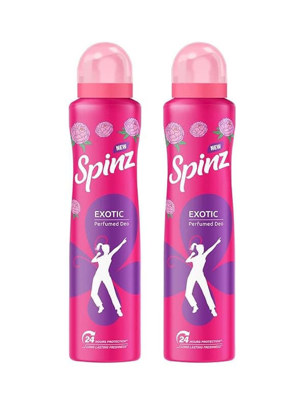 Spinz Exotic Perfumed Deo for Women | Bulgarian Rose Fragrance | Long Lasting Freshness, 24 Hours Protection from Odour – 200 ml (Pack of 2)