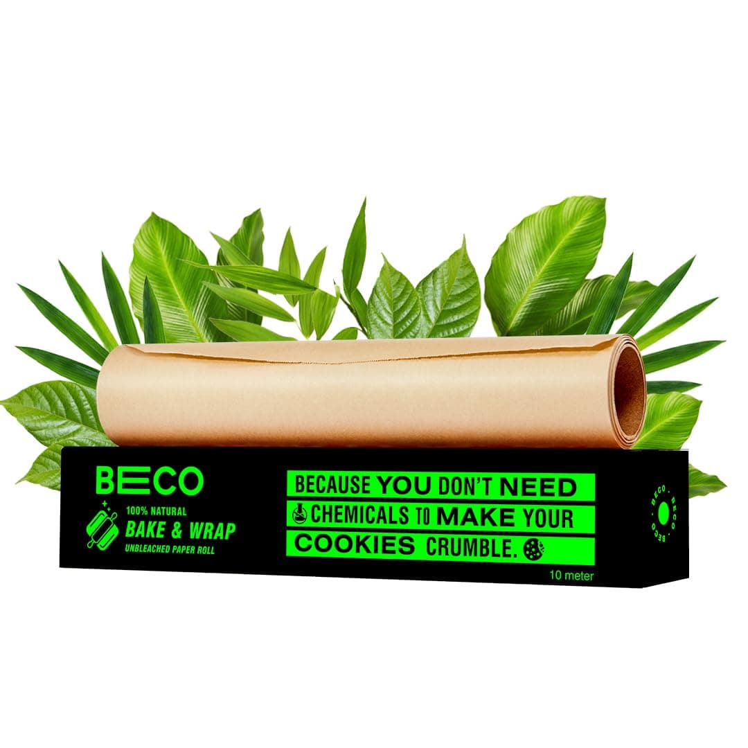 Beco Eco-Friendly Baking & Wrapping Paper, 10 Meter Roll, Pack of 1, 100% Bamboo Pulp & Chemical Free Parchment Paper