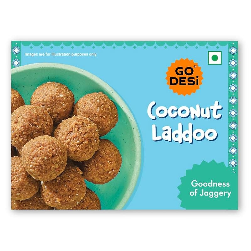 GO DESi Coconut Laddoo, Made with Jaggery, Nariyal Ladoo, Laddu, Sweets Indian Mithai, Gift pack, 200/250 grams