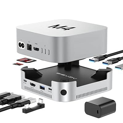 ACASIS 10-in-1 Dock with 10Gbps Dual SSD Enclosure for M4/M4PRO Mac mini, 4xUSB A 10Gbps, 1xHDMI 4k@60Hz, SD/TF3.0, PD30W, Software RAID | Up to 16TB